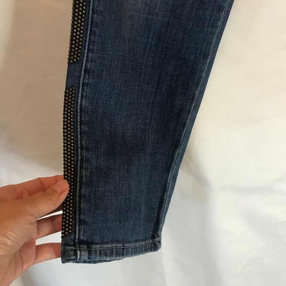 Hudson Jude Slouch Skinny Studded Side Seam Jeans Distressed in Rebelion Size 25 - Picture 6 of 16